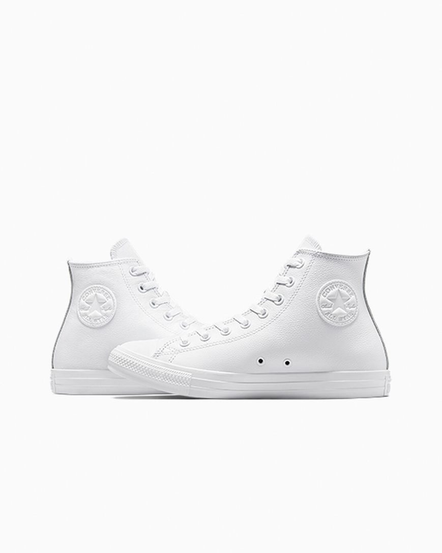 Men's Converse Chuck Taylor All Star Leather High Top Shoes White | AU 1654EK